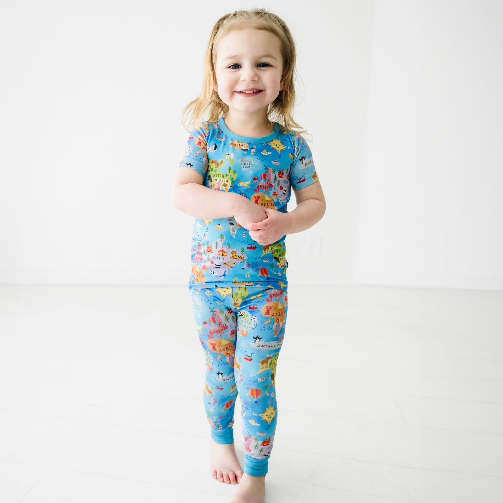 Around The World Two-Piece Short Sleeve Pajama Set
