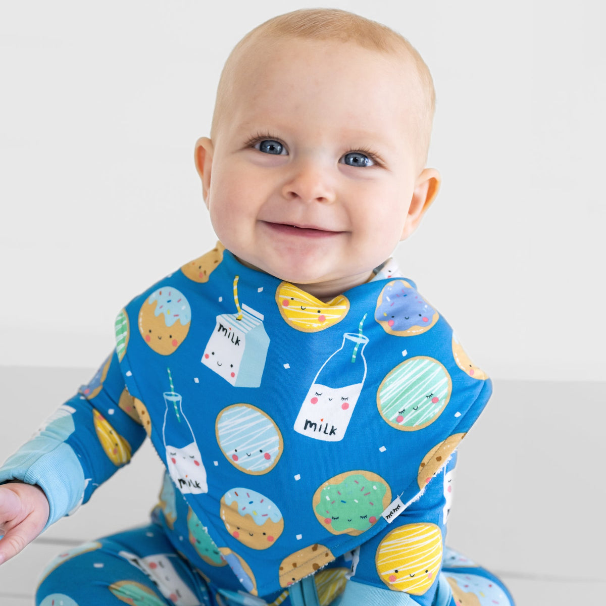 Blue Cookies & Milk Bandana Bib