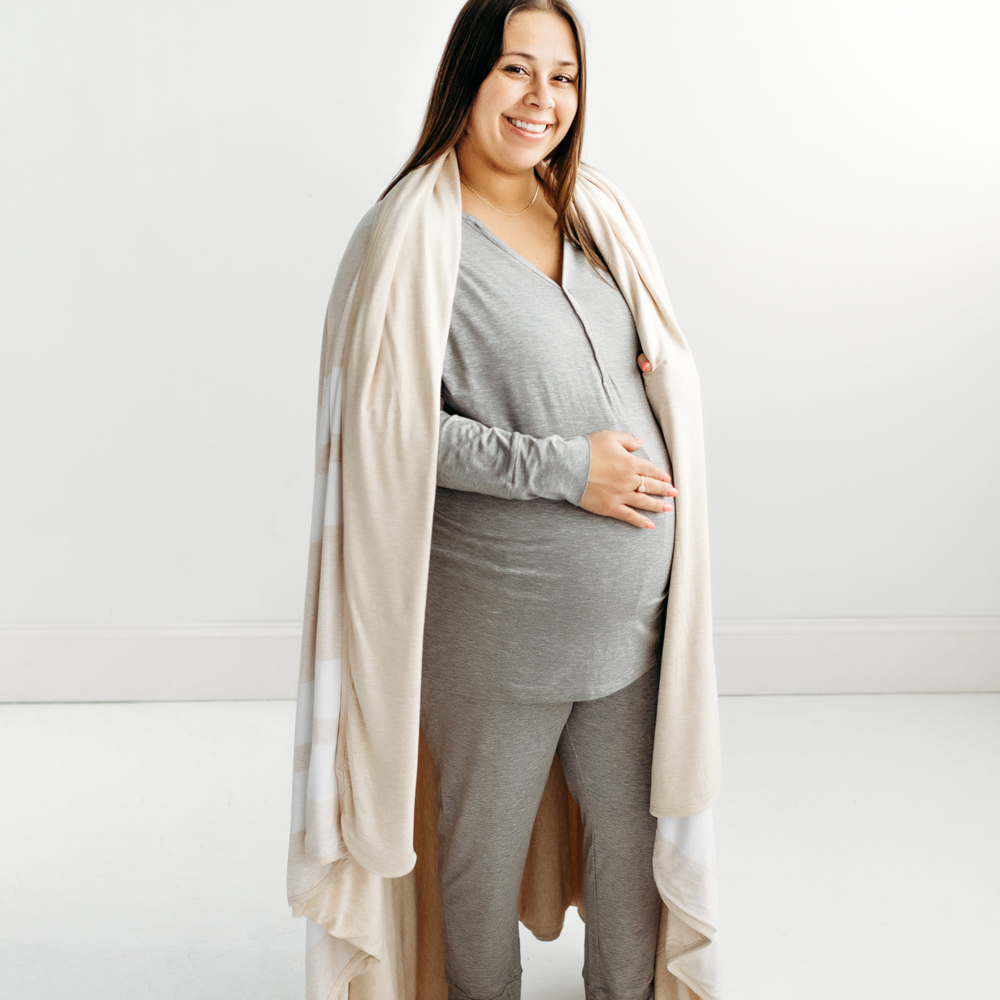 Heather Oatmeal Stripe Oversized Cloud Blanket®