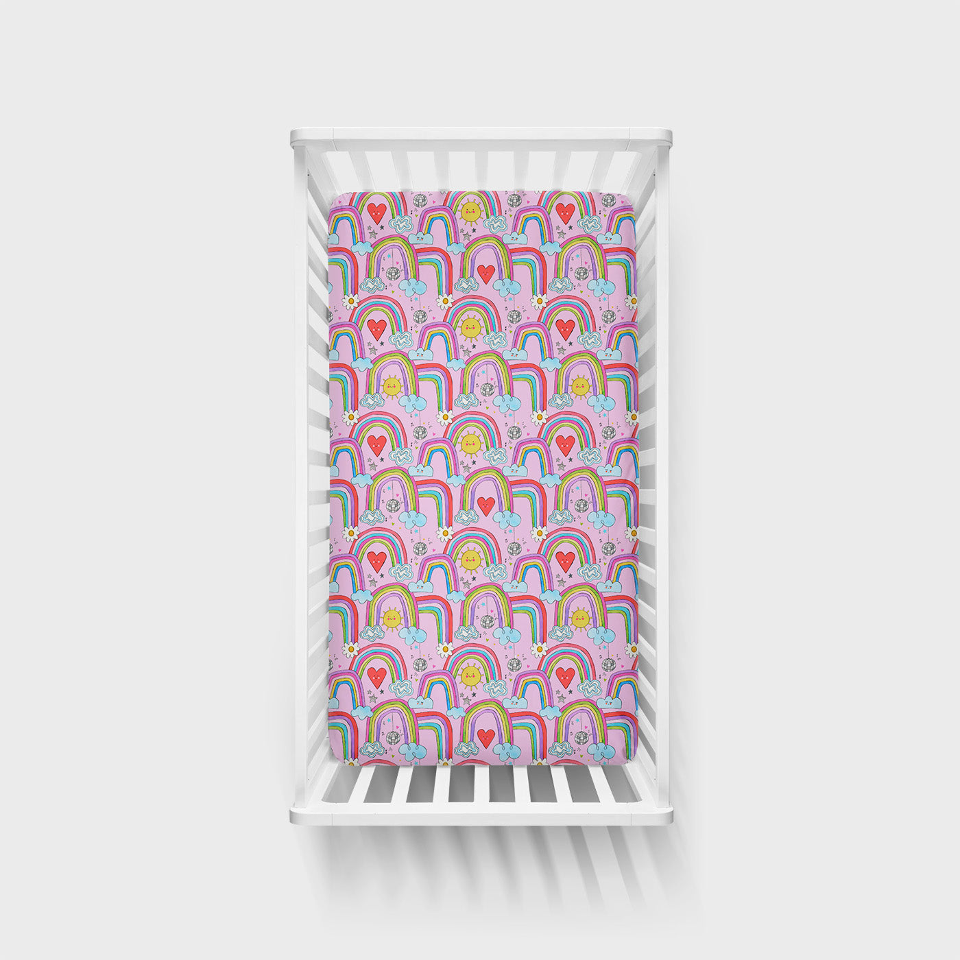Disco Rainbows Fitted Crib Sheet