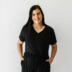 Black Women's Short Sleeve Pajama Top